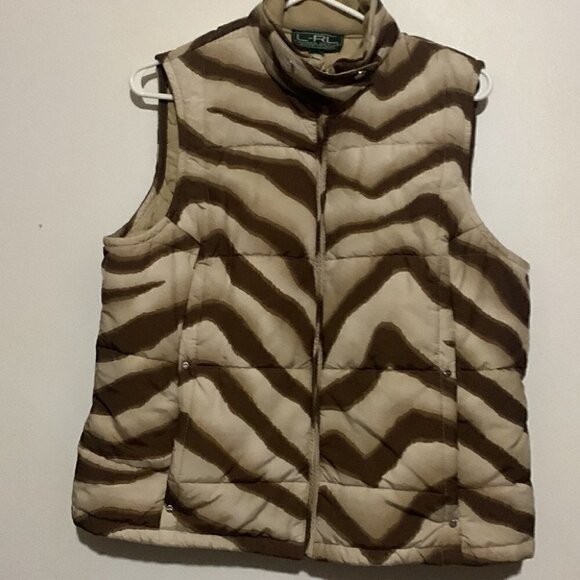 Lauren Ralph Lauren Zebra Print Puffer Vest Size L Y2K - Picture 4 of 6